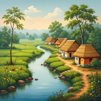 Village Life Surreal