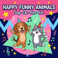 Happy Funny Animals Dog Cat Pies Kot I