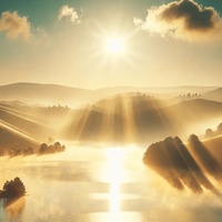 Soft Morning Breeze Flowing Over a Lake Bathed in Gentle Sunlight