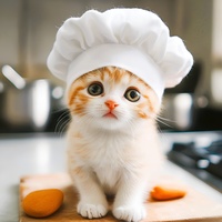 Cute Cooking Cat
